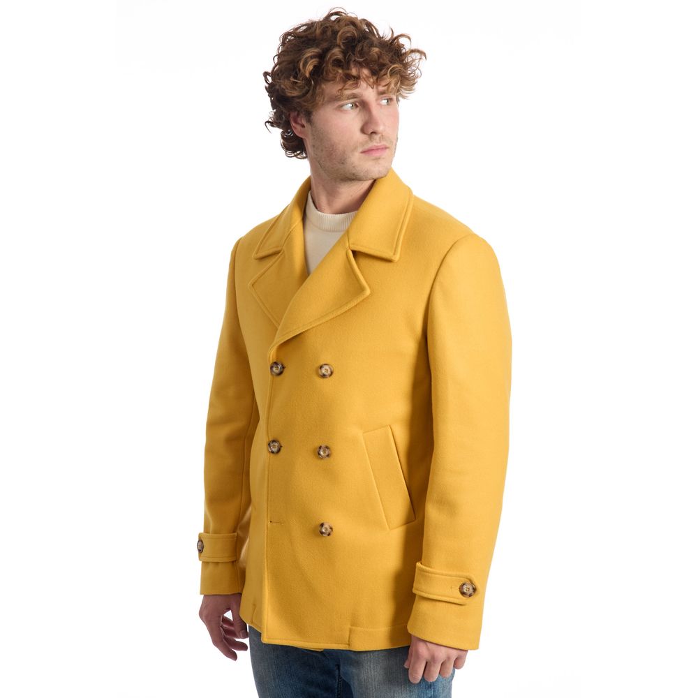 Roberto Pepe Luxury Double-Breasted Wool Coat - Yellow