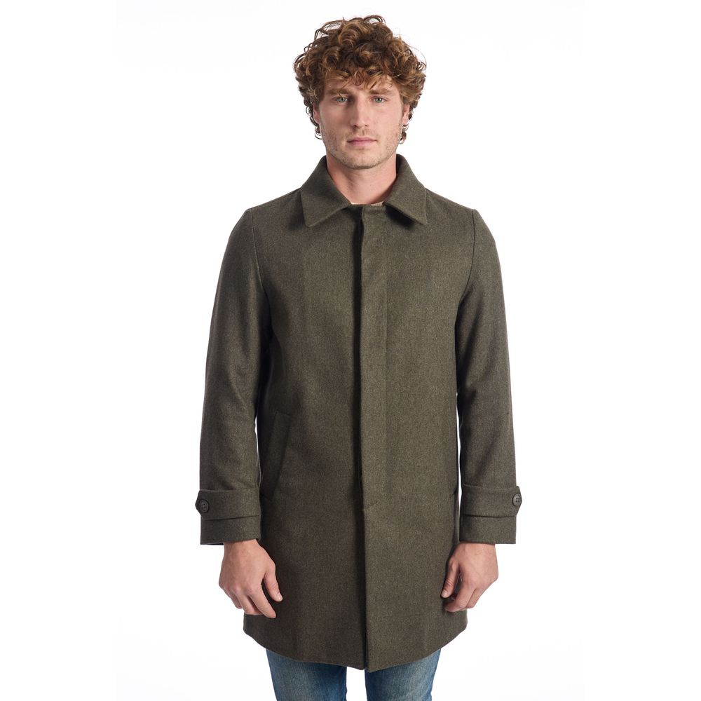Roberto Pepe Luxury Wool Coat - Military Green - Made In Italy