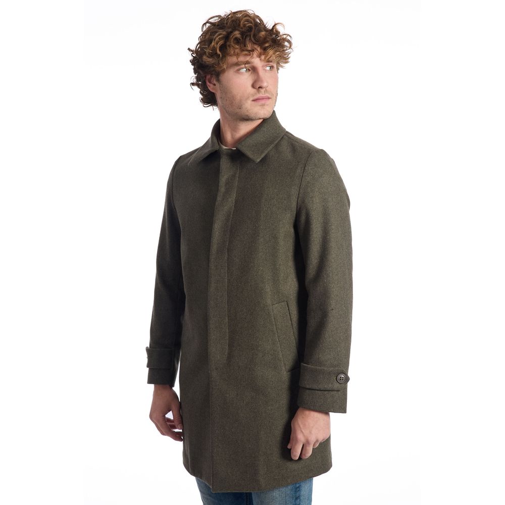 Roberto Pepe Luxury Wool Coat - Military Green - Made In Italy