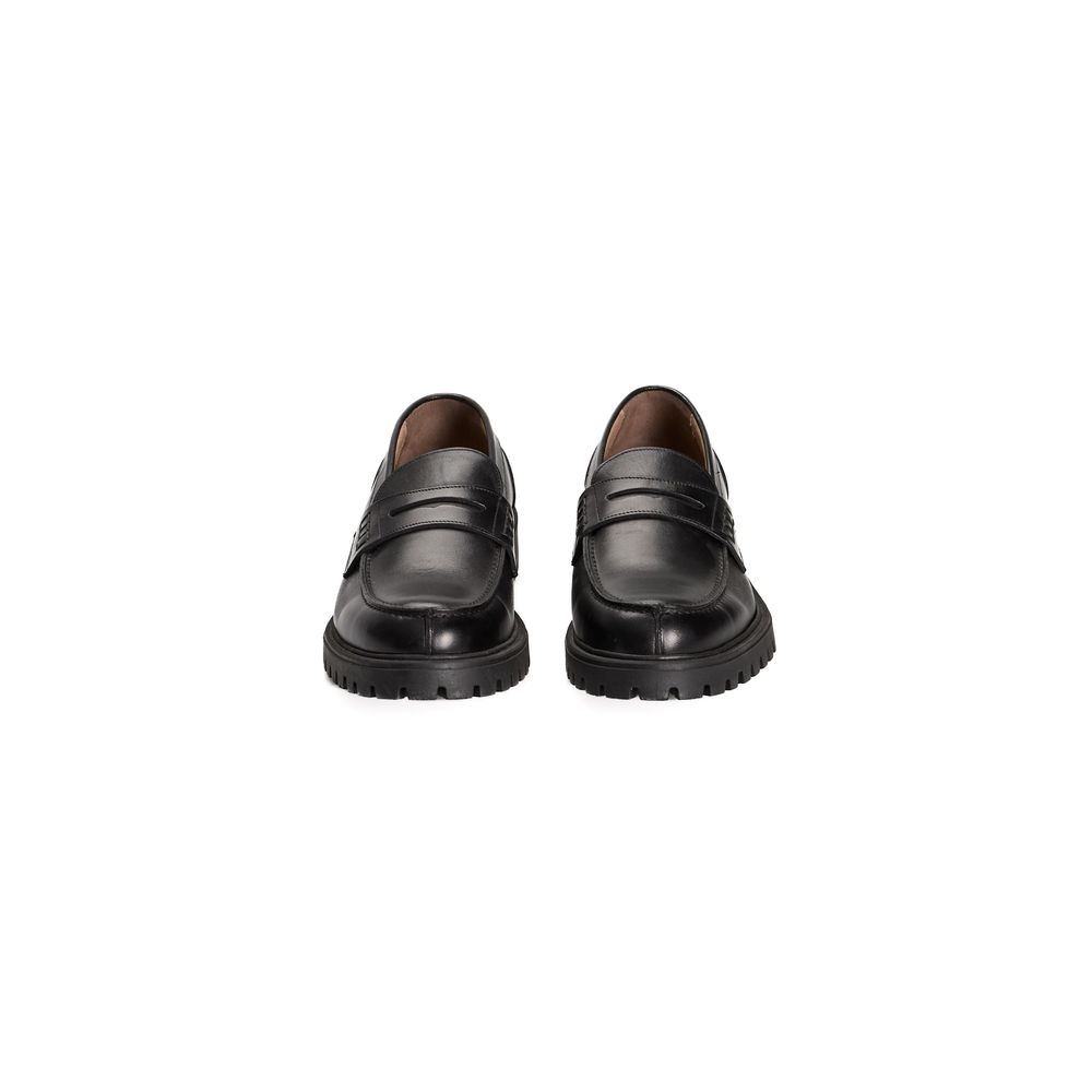 Roberto Pepe Luxury Leather Heeled Loafers - Black
