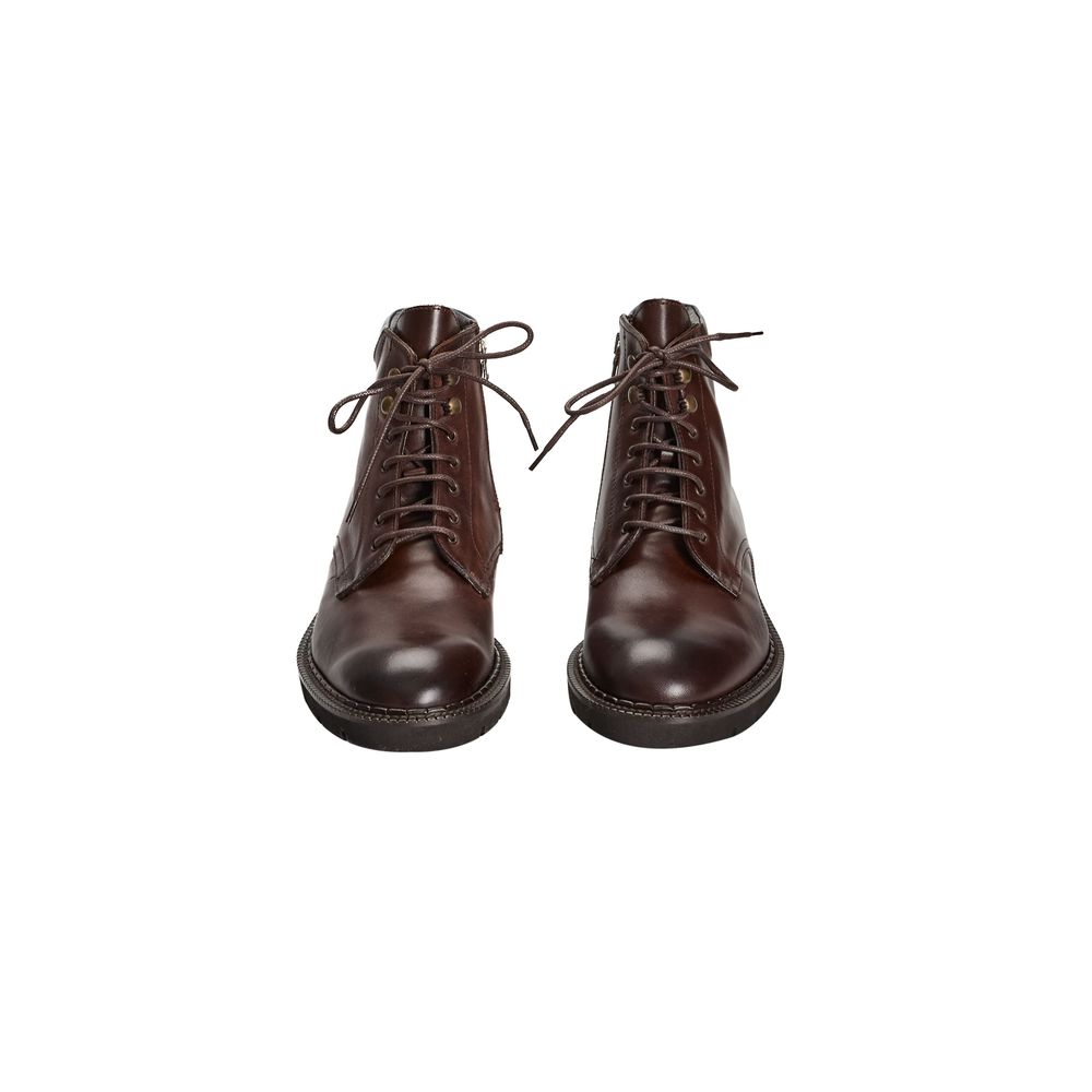 Roberto Pepe Luxury Leather Lace-Up Boots - Dark Brown