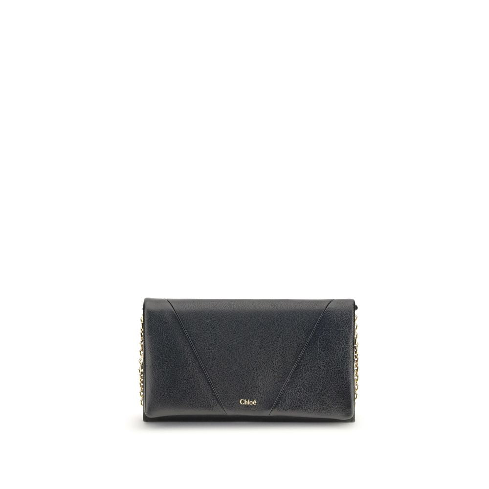 Chloé Spin Leather Flap Wallet With Chain Strap