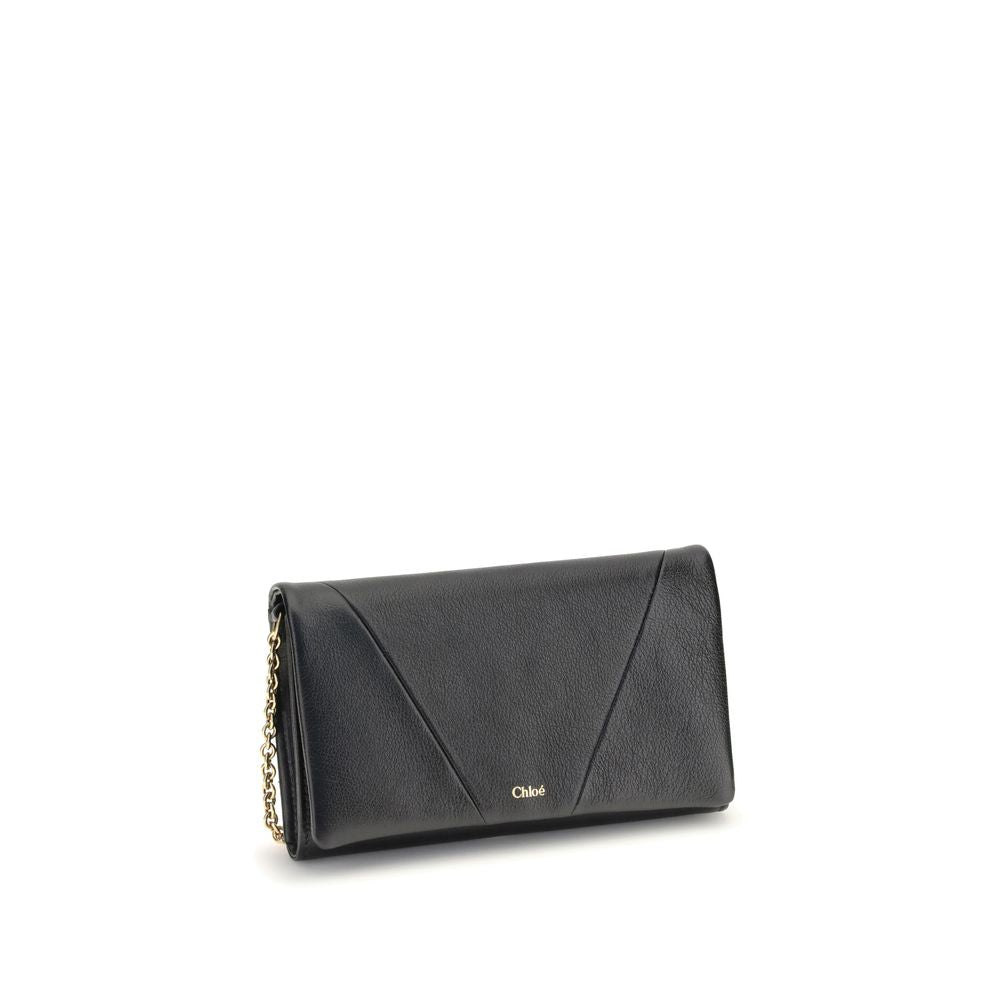 Chloé Spin Leather Flap Wallet With Chain Strap