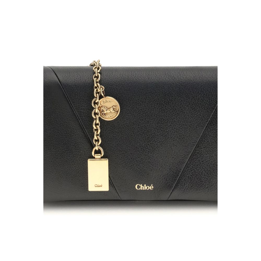 Chloé Spin Leather Flap Wallet With Chain Strap
