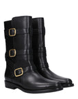 Celine Black Leather Biker Boots