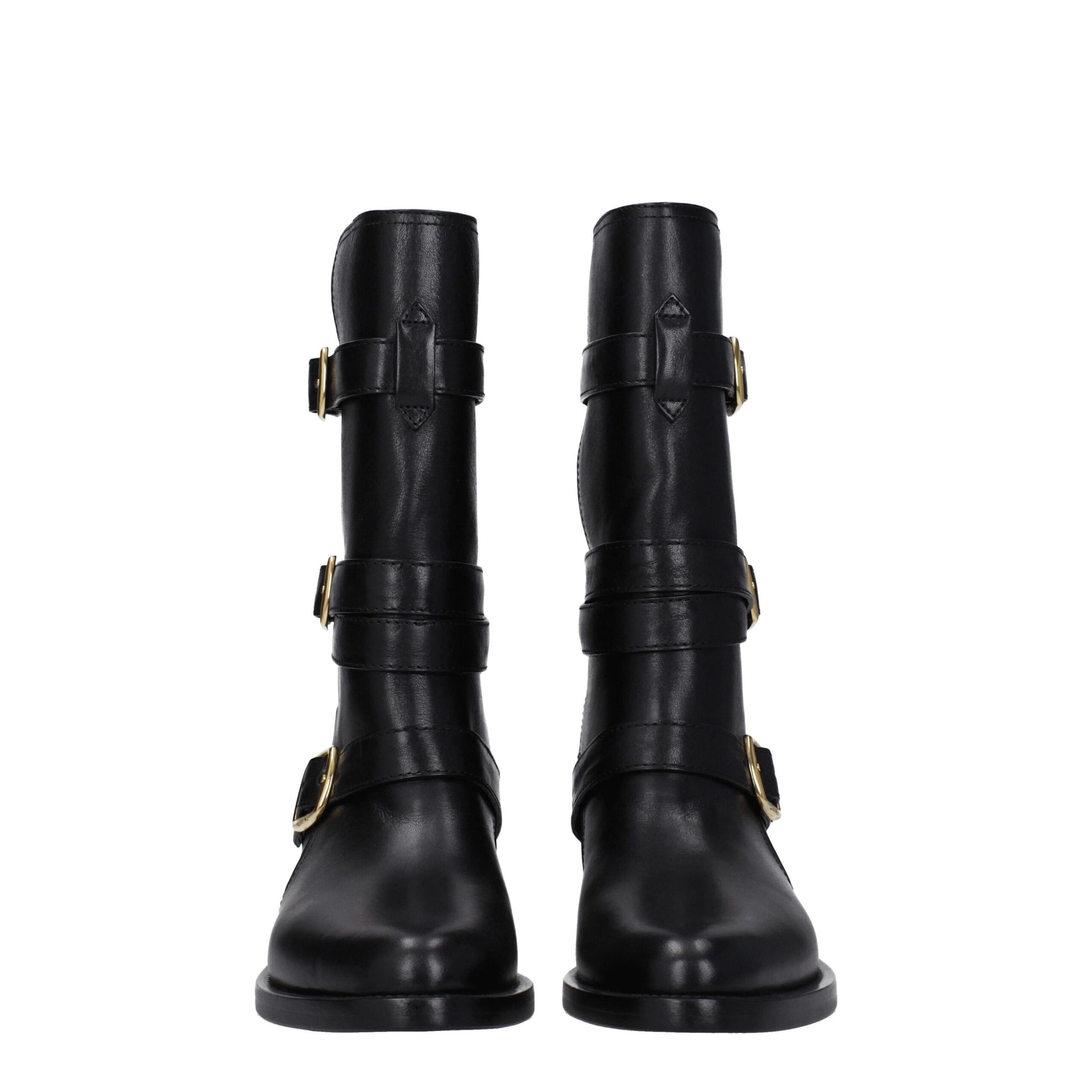 Celine Black Leather Biker Boots