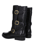 Celine Black Leather Biker Boots