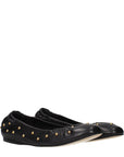 Chloé Gold Studded Black Leather Ballet Flats