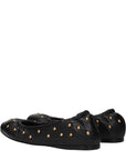 Chloé Gold Studded Black Leather Ballet Flats