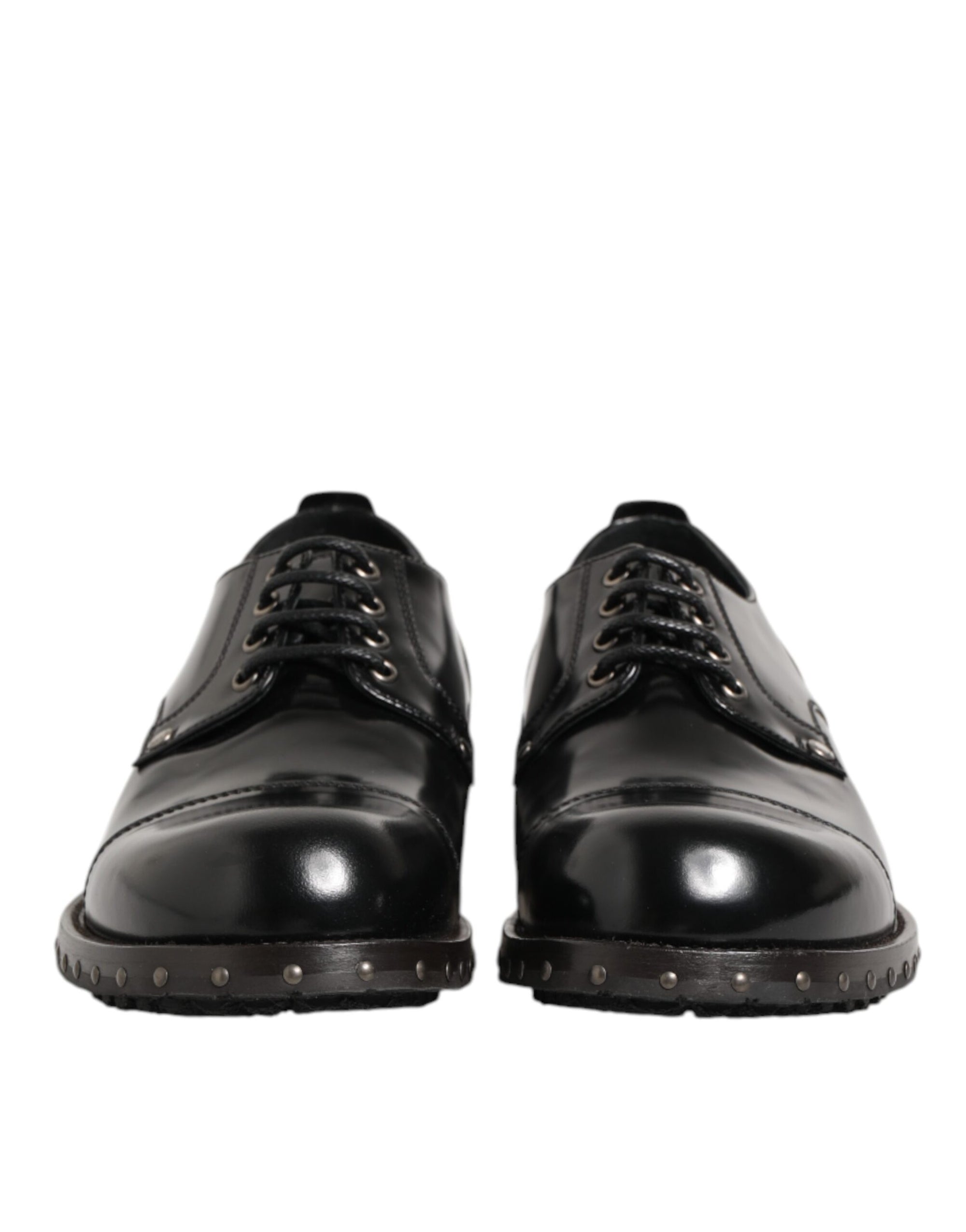 Dolce & Gabbana Black Leather Studded Derby Shoes