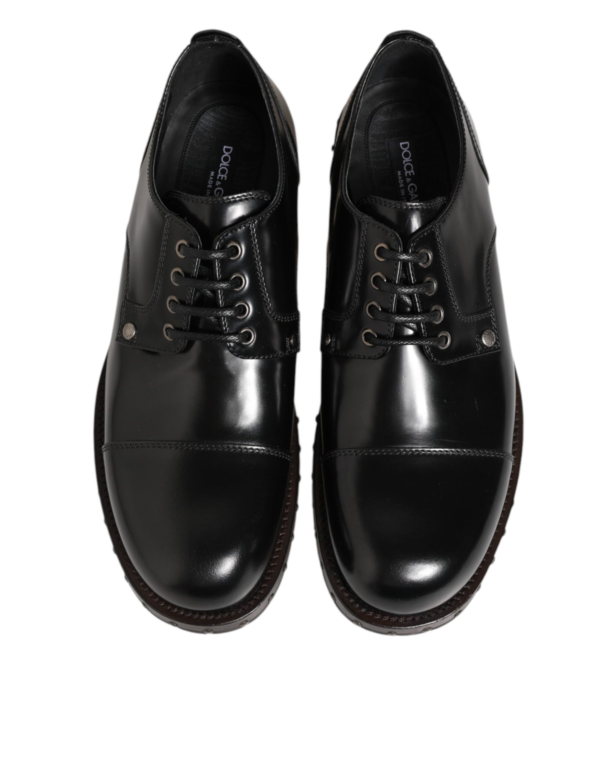 Dolce & Gabbana Black Leather Studded Derby Shoes