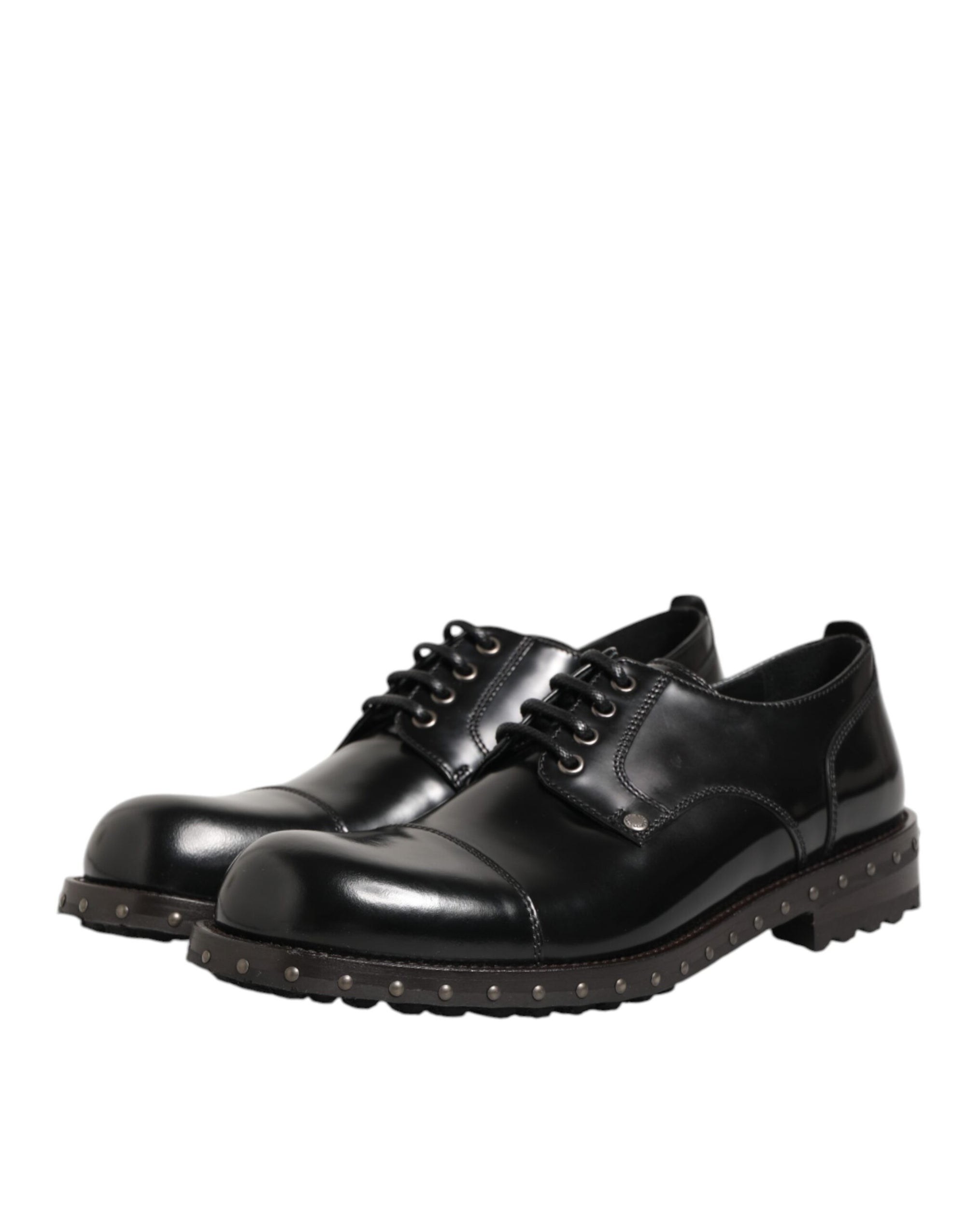 Dolce & Gabbana Black Leather Studded Derby Shoes