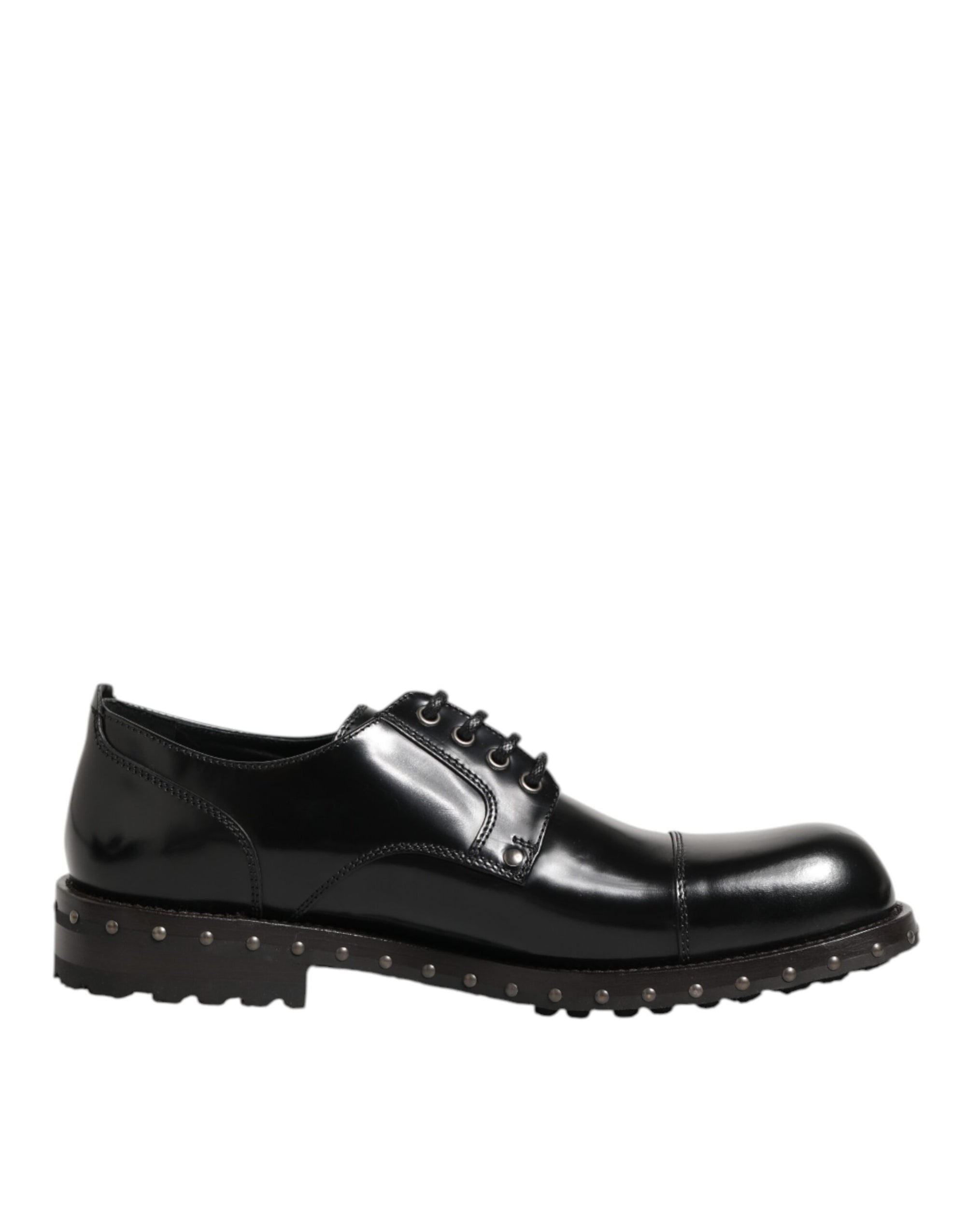 Dolce & Gabbana Black Leather Studded Derby Shoes