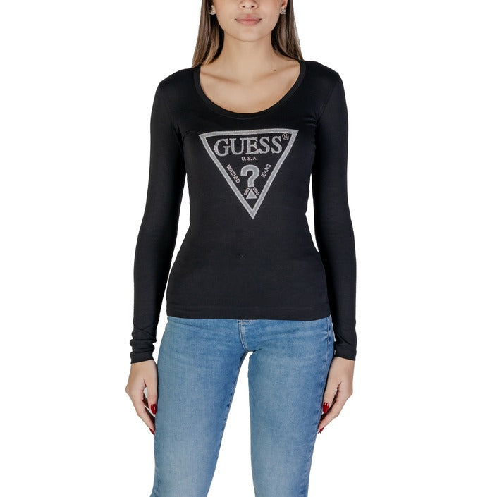 Guess Logo Cotton Stretch Long Sleeve Top