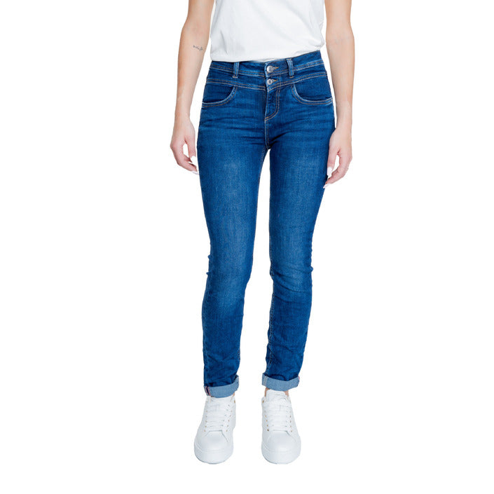 Street One Minimalist Medium Wash Skinny Jeans Rolled Hem