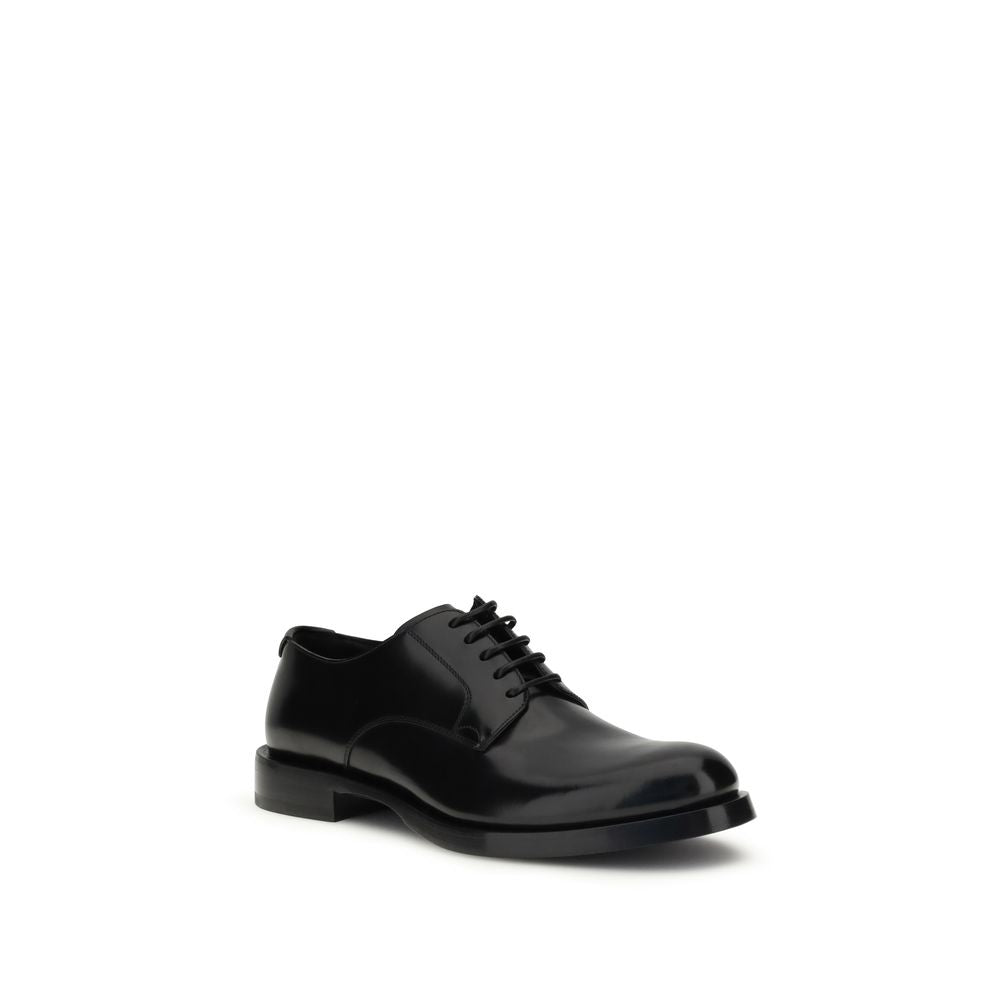 Dolce & Gabbana Black Leather Lace-Up Derby Shoes