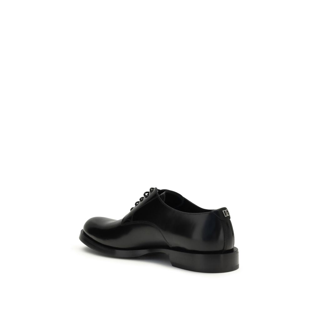 Dolce & Gabbana Black Leather Lace-Up Derby Shoes