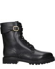 Celine Black Leather Combat-Biker Ankle Boots