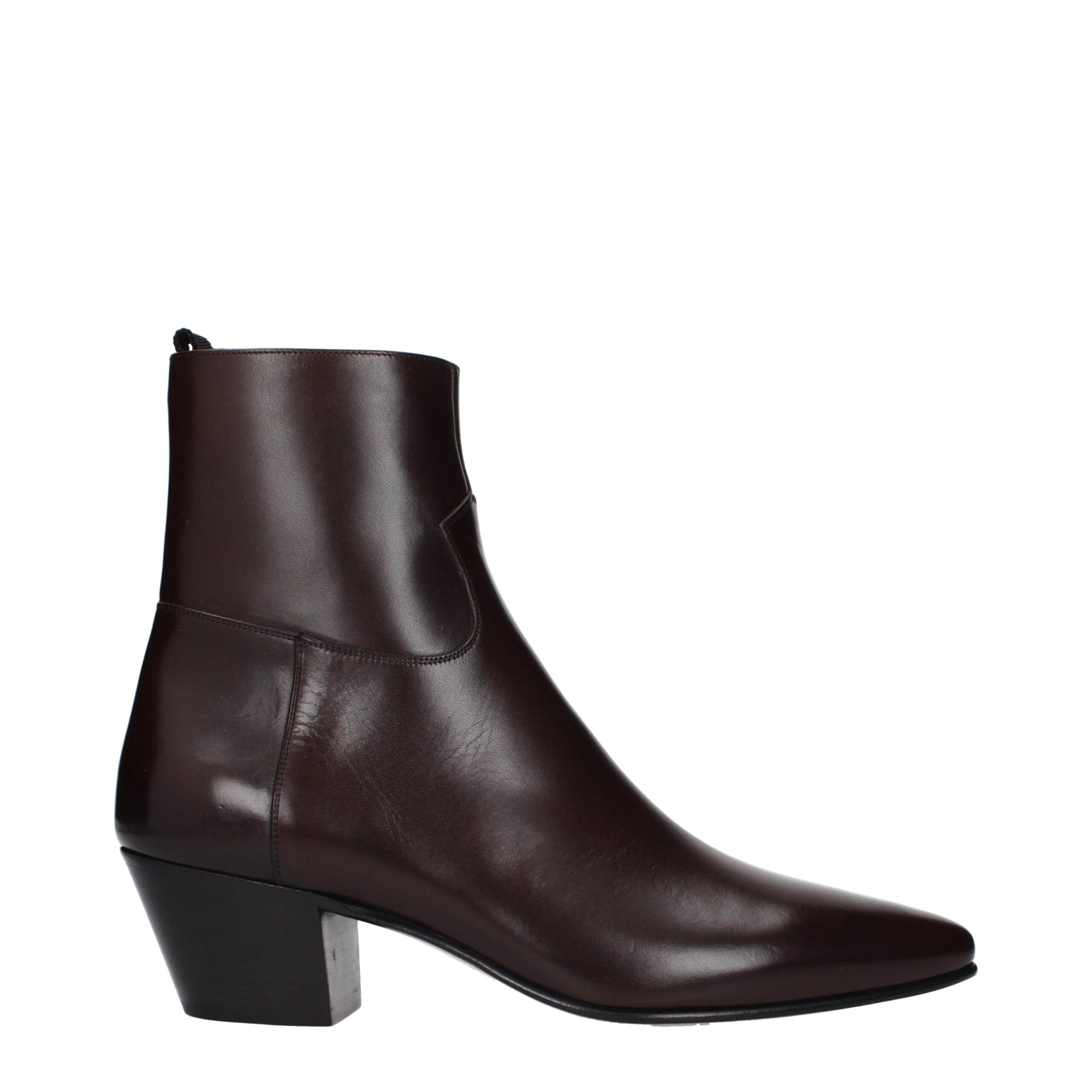 Celine Ox Blood Leather Men Heeled Ankle Boots