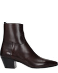 Celine Ox Blood Leather Men Heeled Ankle Boots