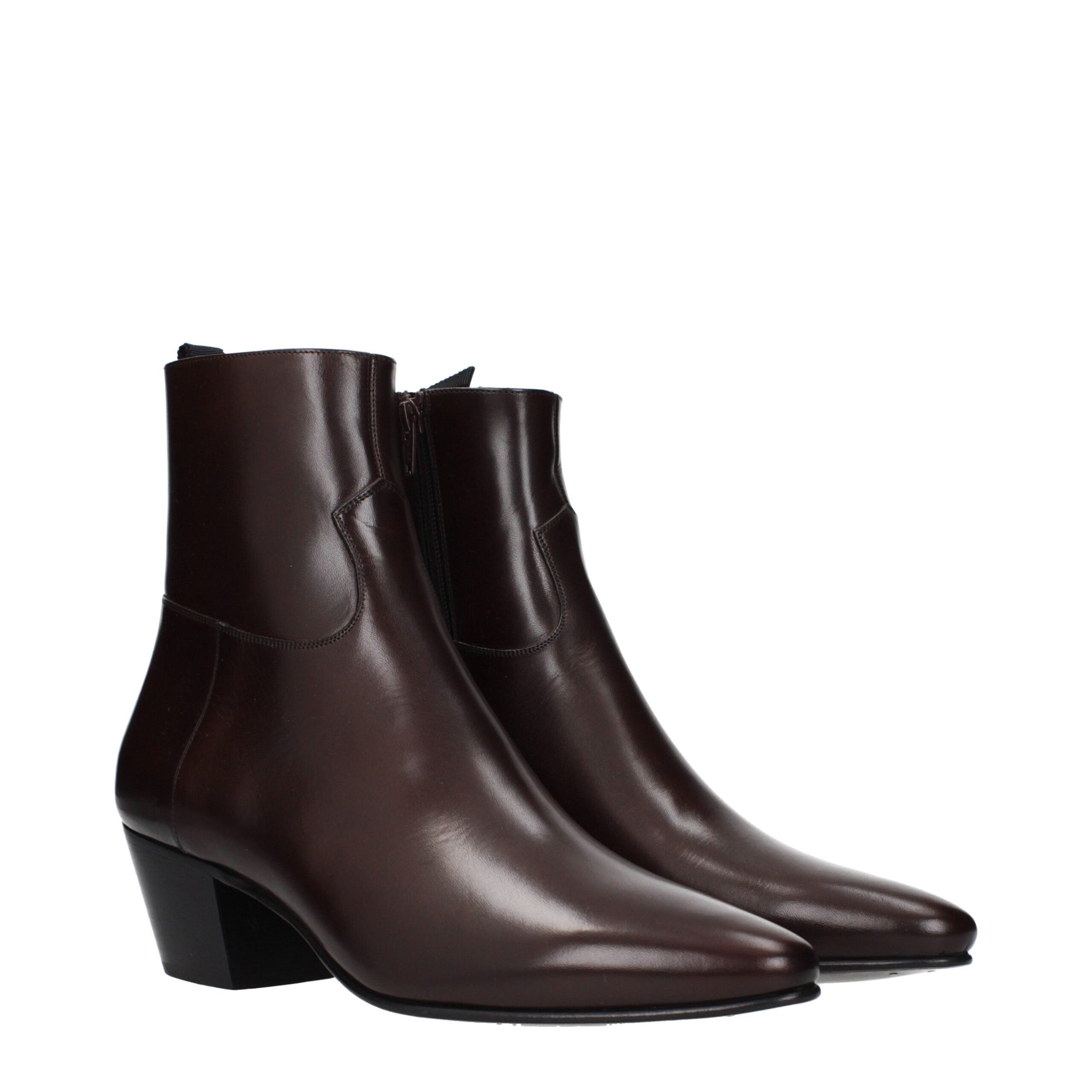 Celine Ox Blood Leather Men Heeled Ankle Boots