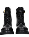 Celine Black Leather Combat-Biker Ankle Boots