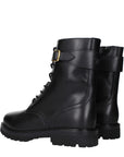 Celine Black Leather Combat-Biker Ankle Boots