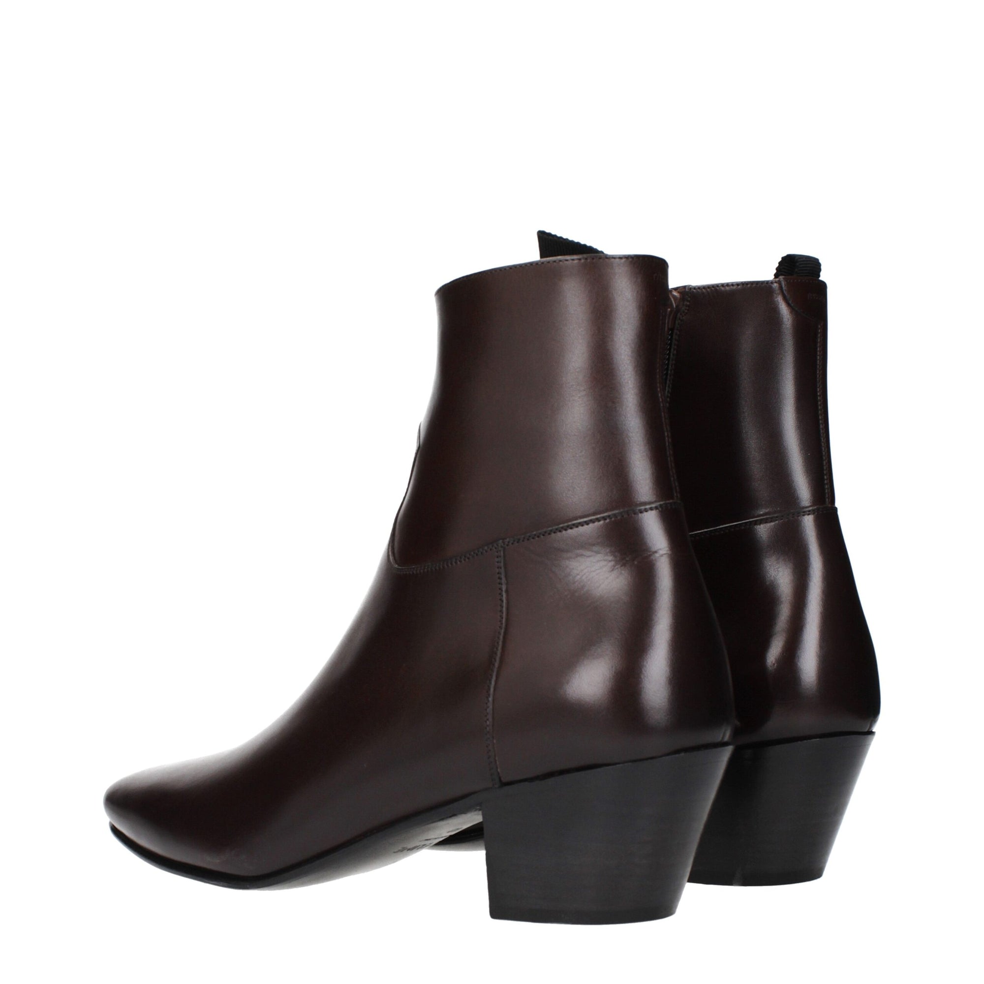 Celine Ox Blood Leather Men Heeled Ankle Boots