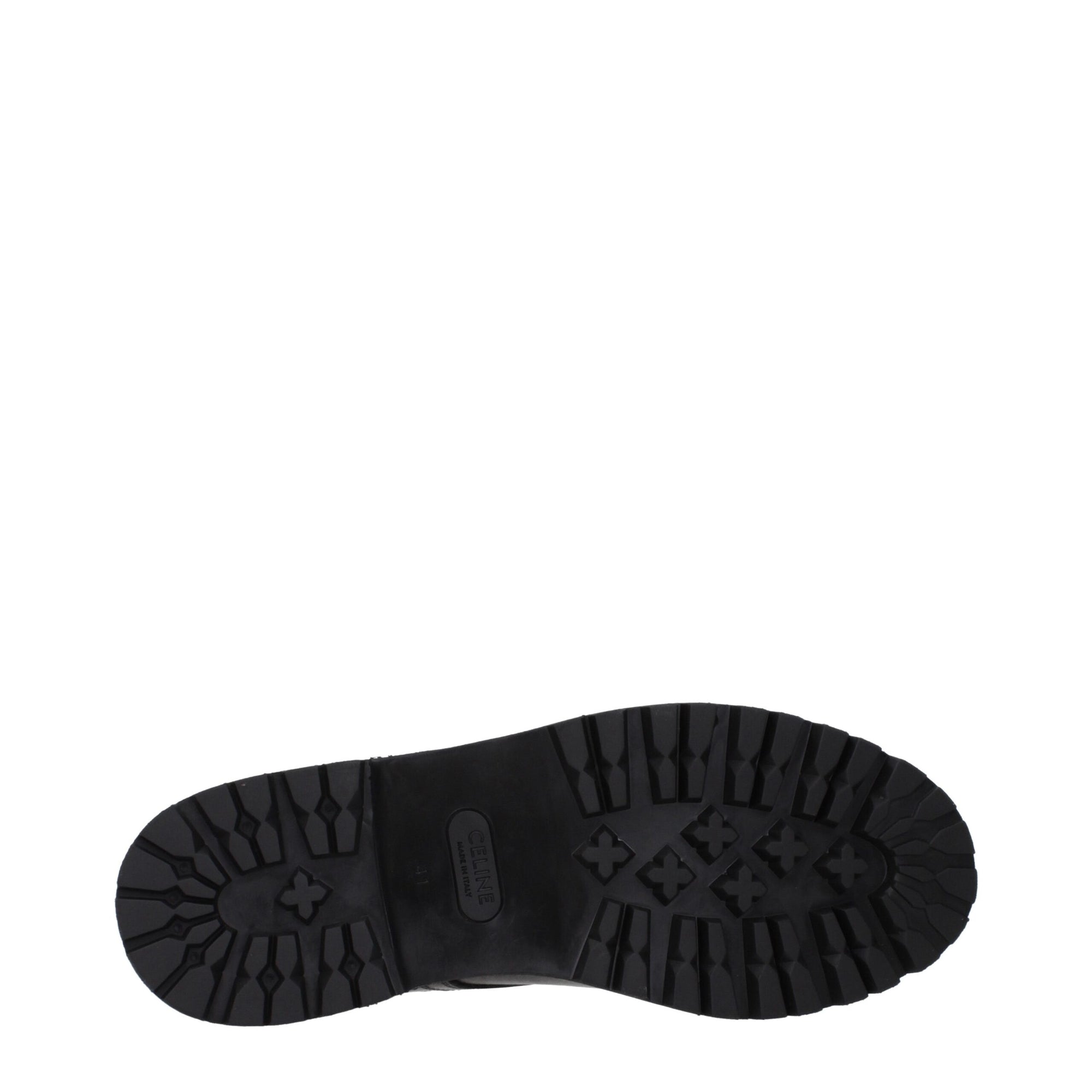 Celine Black Leather Combat-Biker Ankle Boots