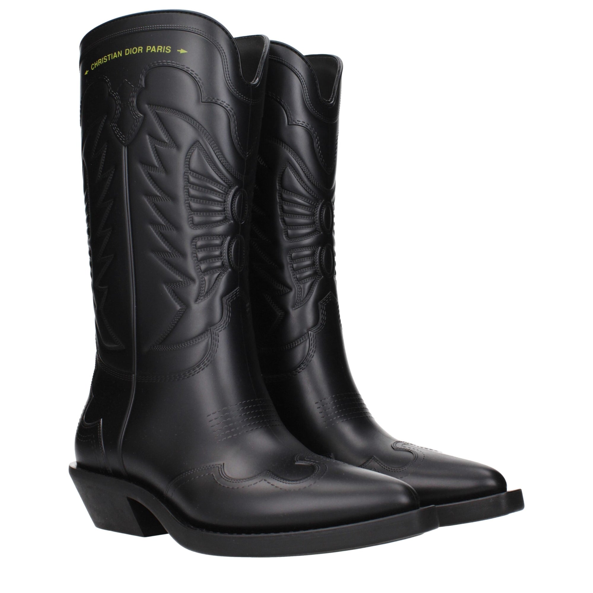 Christian Dior Black Rubber Low Heel Boots