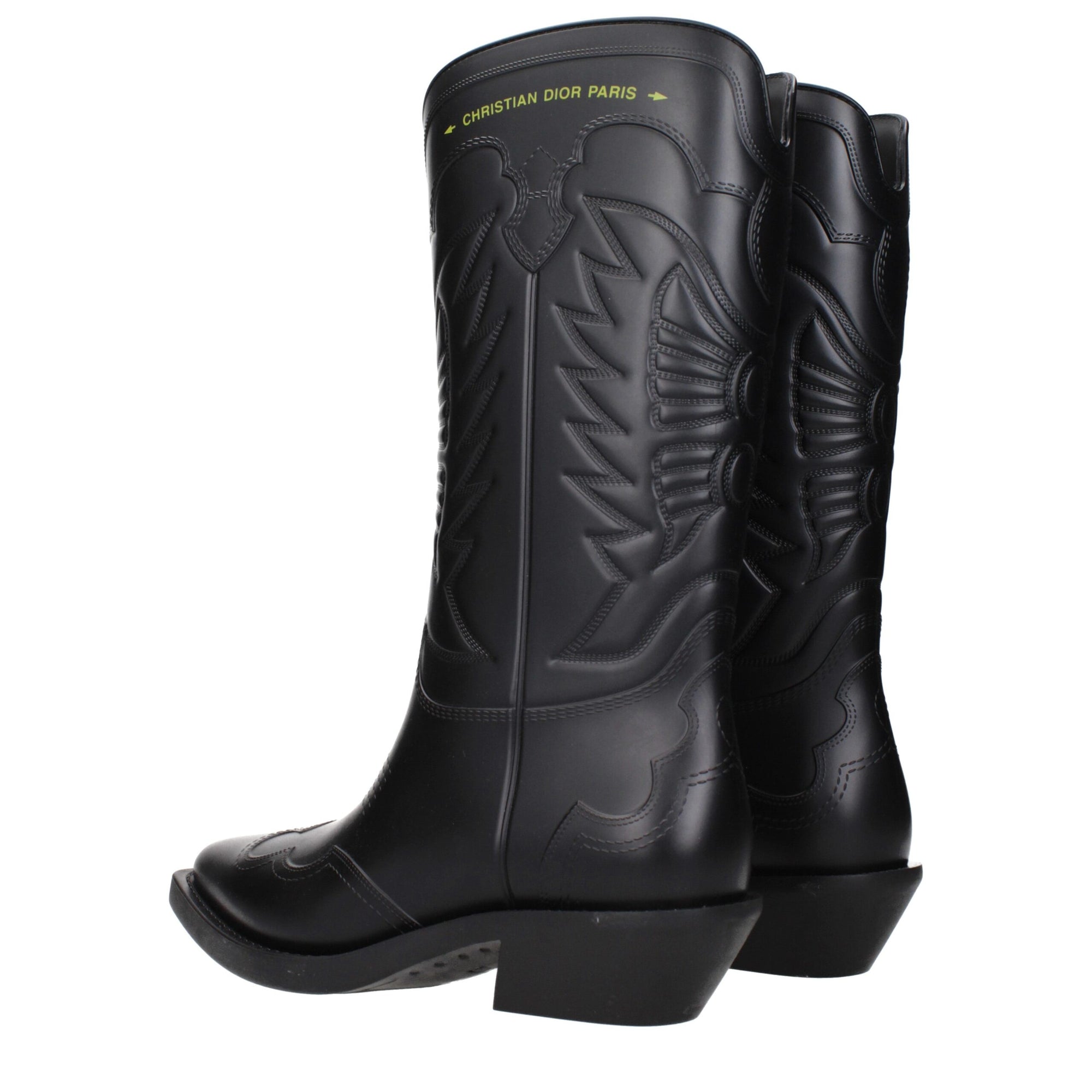 Christian Dior Black Rubber Low Heel Boots