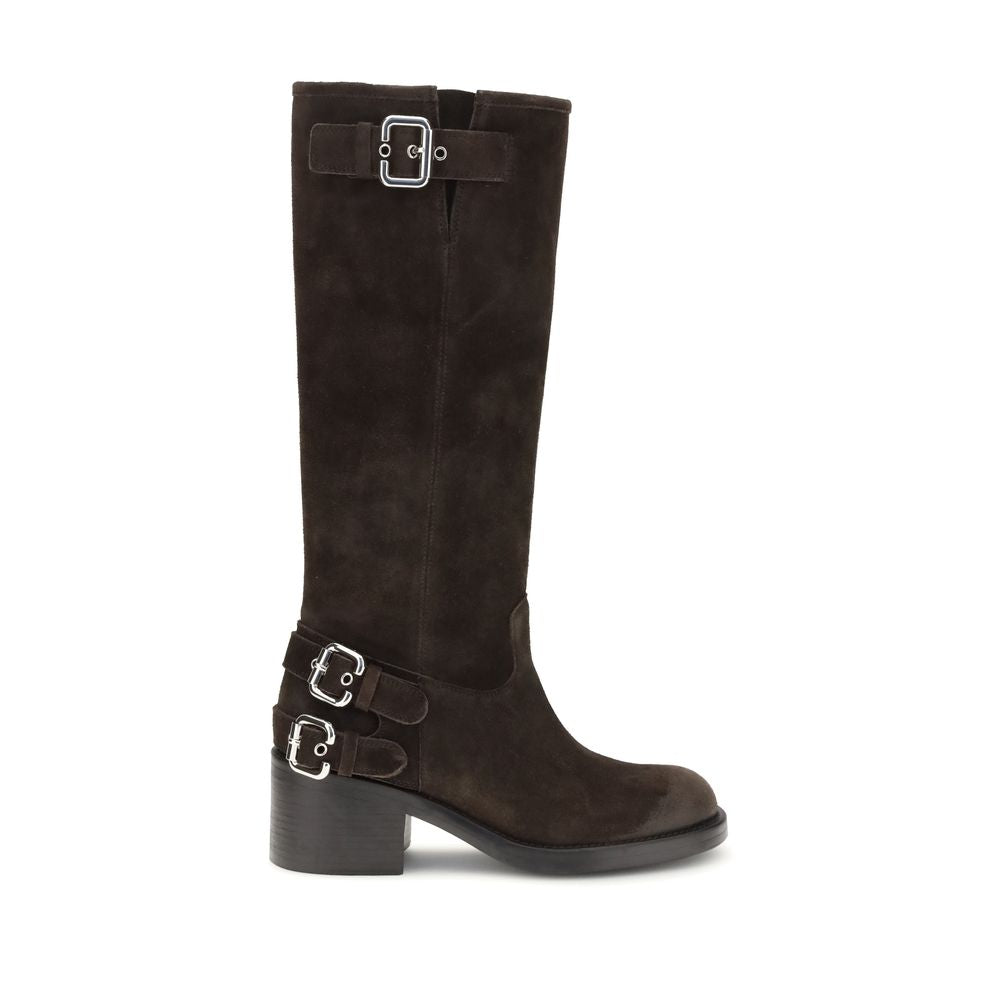 Chloé Dakota Brown Suede Leather Knee-High Heeled Boots