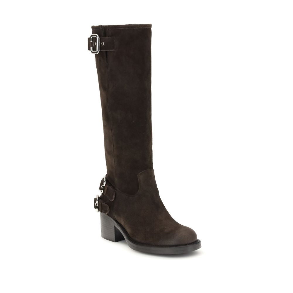 Chloé Dakota Brown Suede Leather Knee-High Heeled Boots