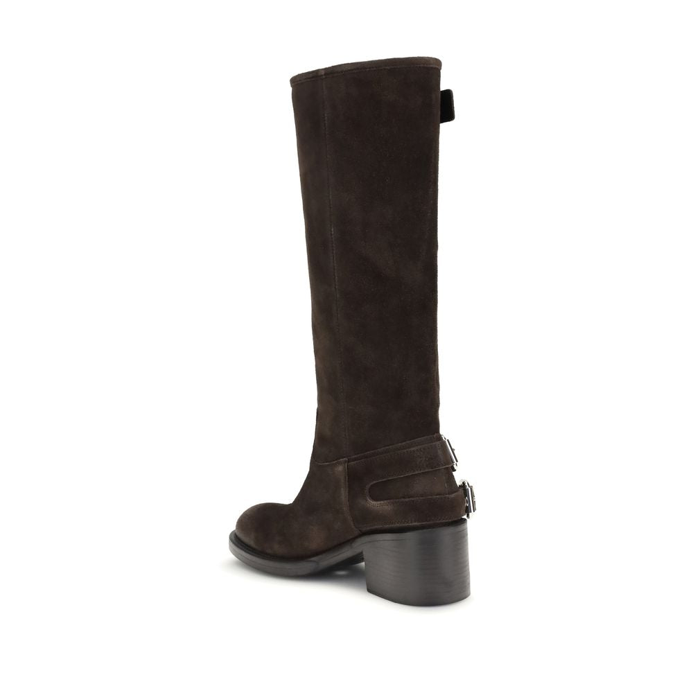 Chloé Dakota Brown Suede Leather Knee-High Heeled Boots