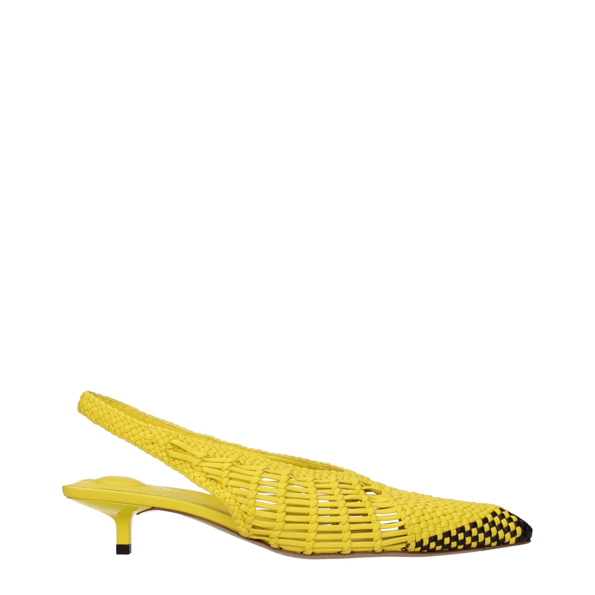 Jacquemus Yellow Leather Slingback Pumps