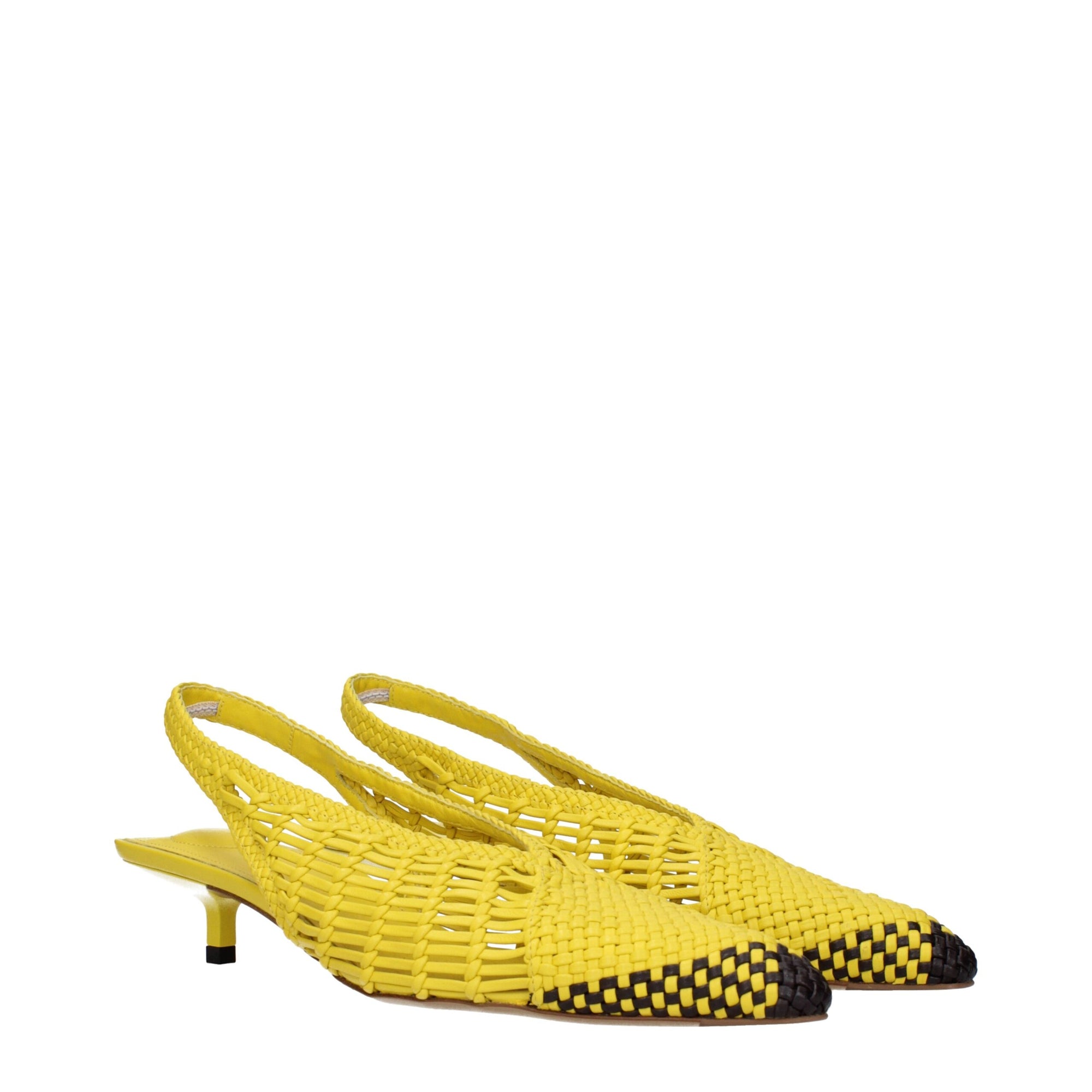 Jacquemus Yellow Leather Slingback Pumps