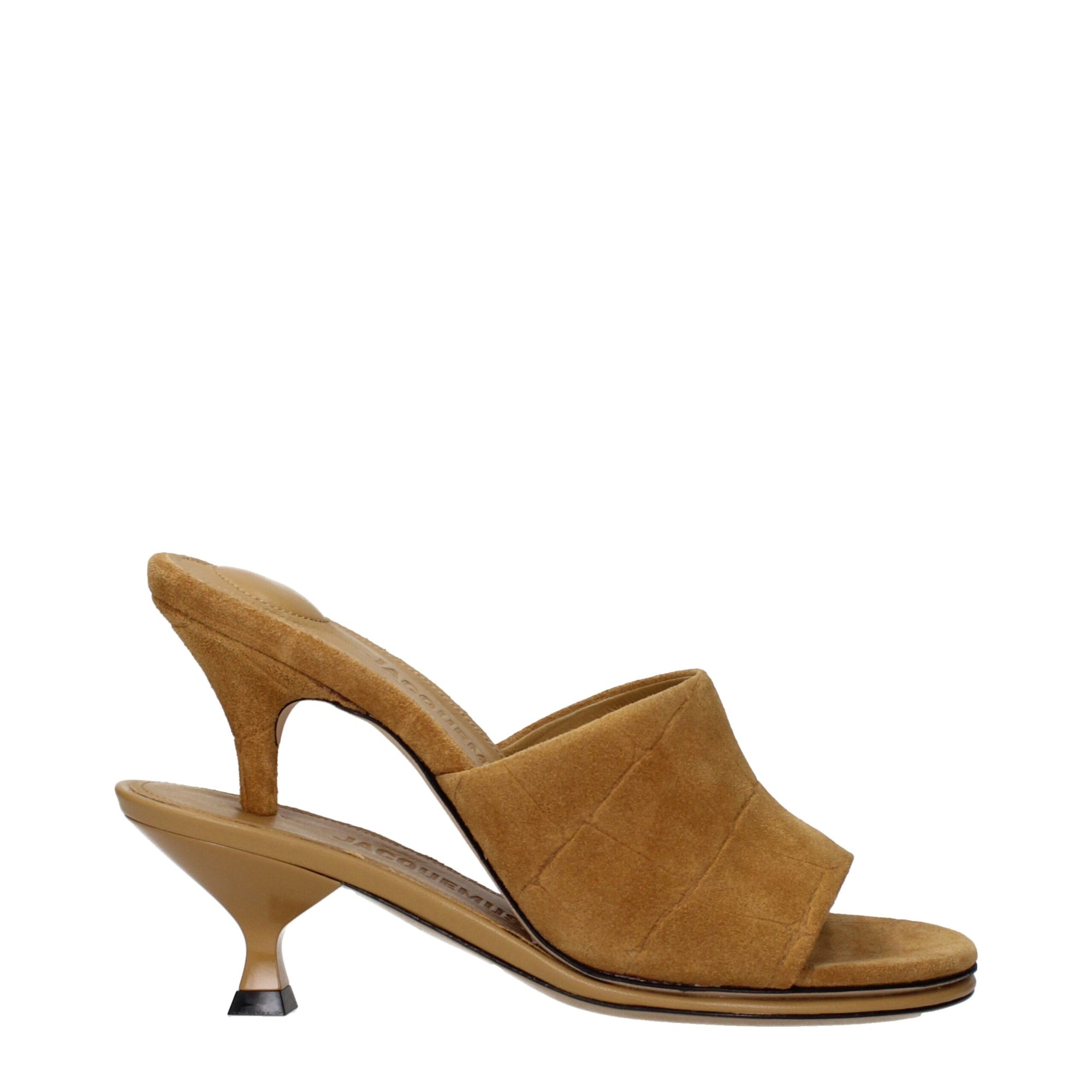 Jacquemus Tan Brown Leather Stacked Heel Sandals 