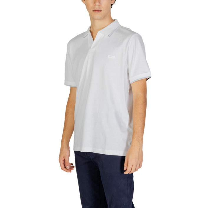 Calvin Klein Jeans Logo 100% Cotton Polo Shirt White