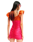 Aniye By Ruffled Sleeve & Chest Cut-Out Glam Mini Dress