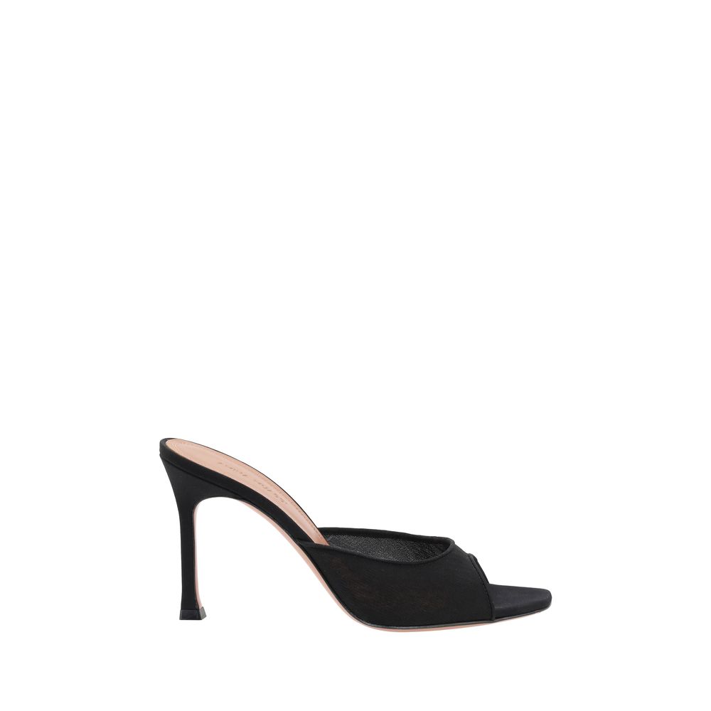 Amina Muaddi Alexa Peep Toe Mule Sandals - Black