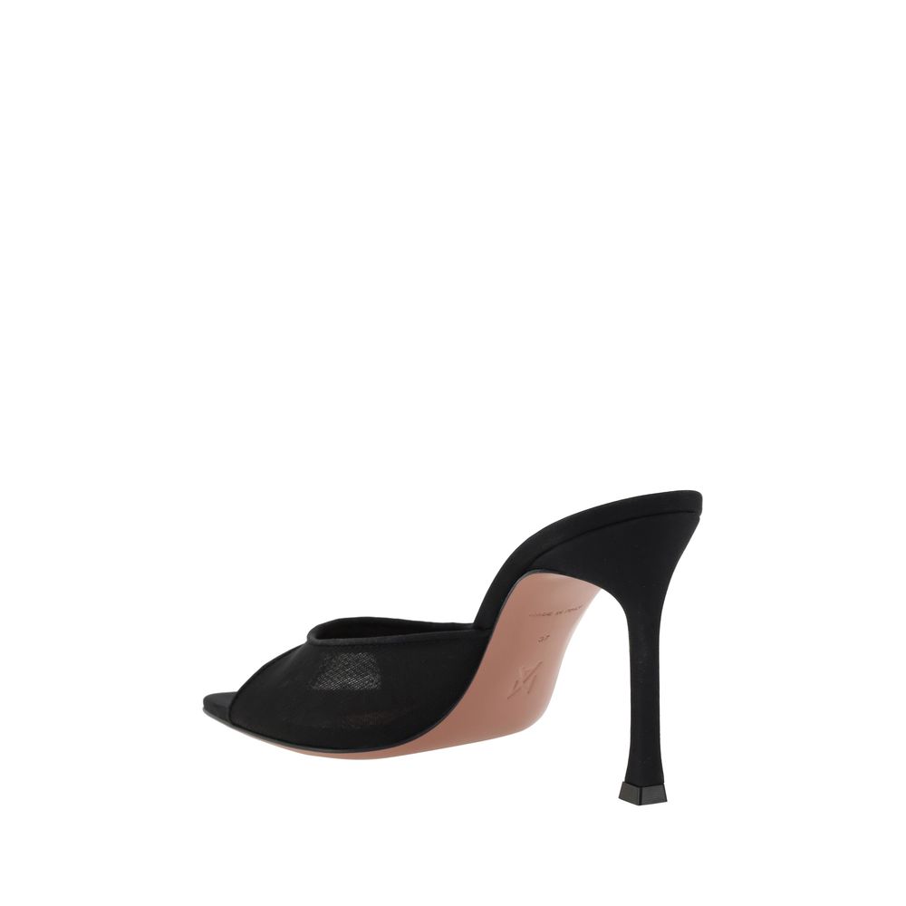Amina Muaddi Alexa Peep Toe Mule Sandals - Black