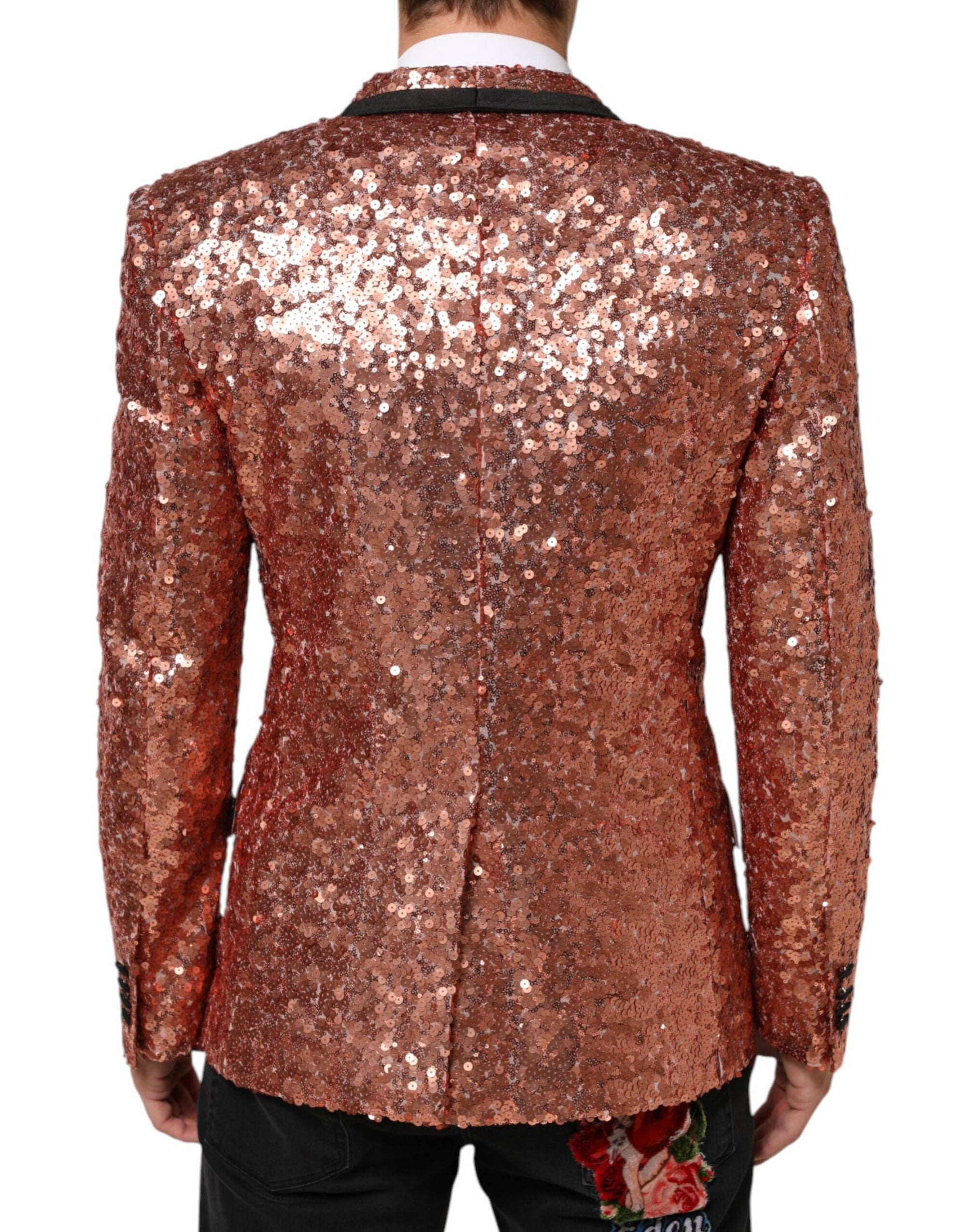 Dolce & Gabbana Pink Sequin Sicilia Suit Blazer