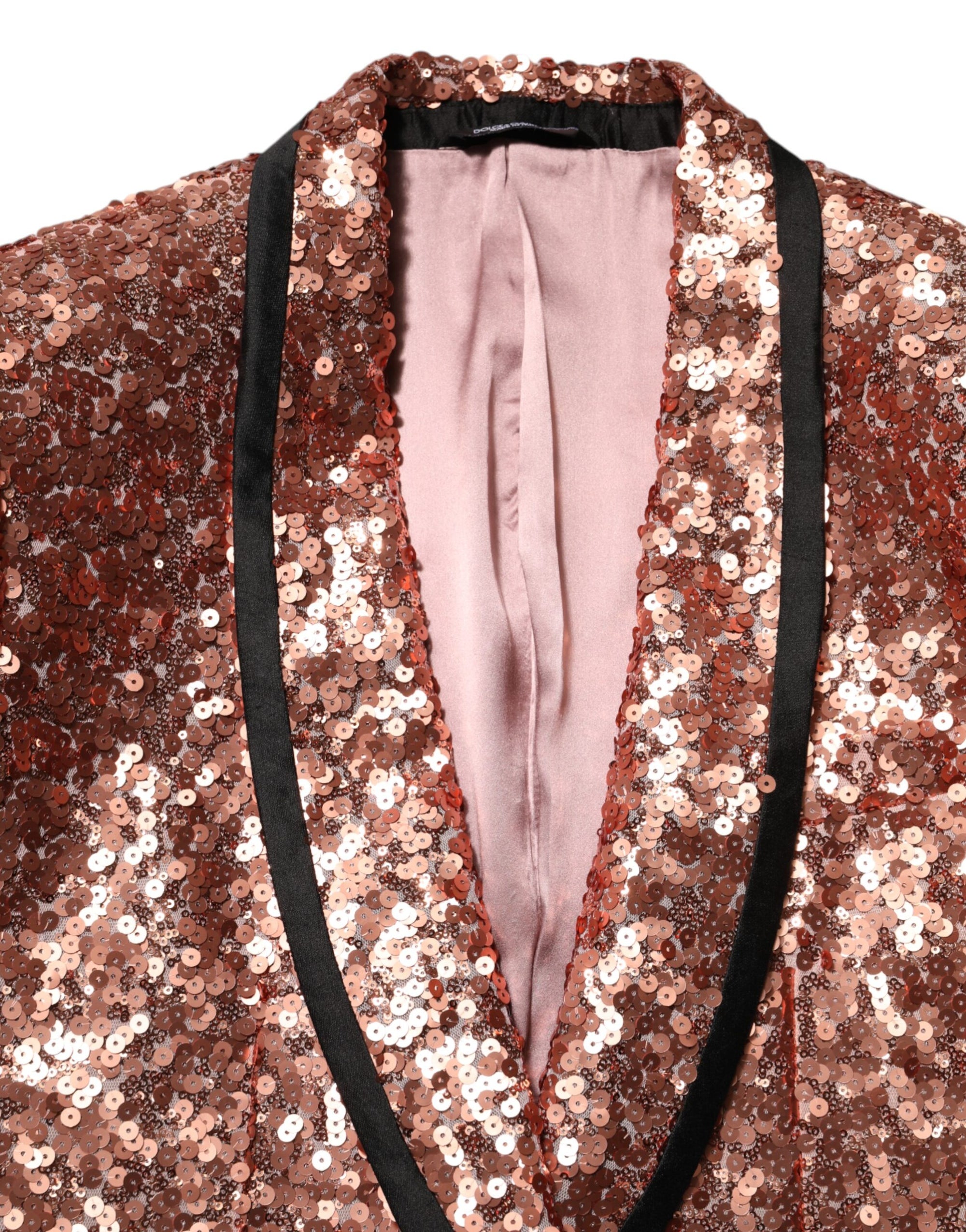 Dolce &amp; Gabbana Pink Sequin Sicilia Suit Blazer