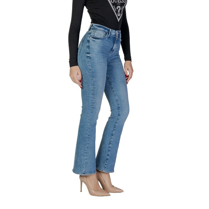 Guess Logo Mid-High Rise Light Wash Boot Cut Jeans