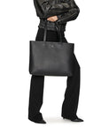 Calvin Klein Jeans Logo Black Vegan Leather Carryall Shoulder Bag