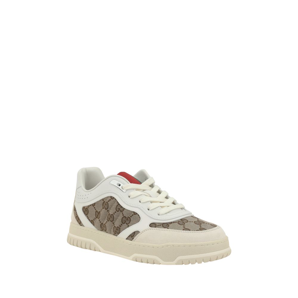 Gucci GG Re-Web Leather Low Top Lace-Up Sneakers