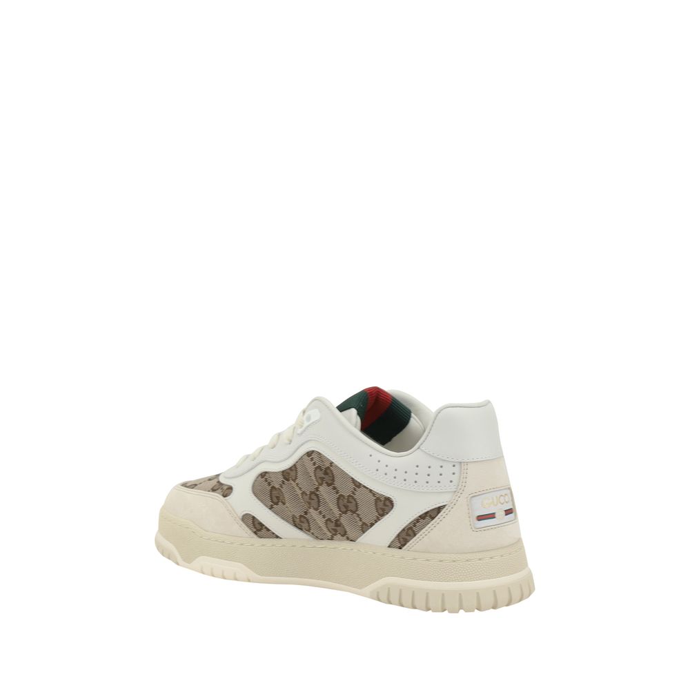 Gucci GG Re-Web Leather Low Top Lace-Up Sneakers