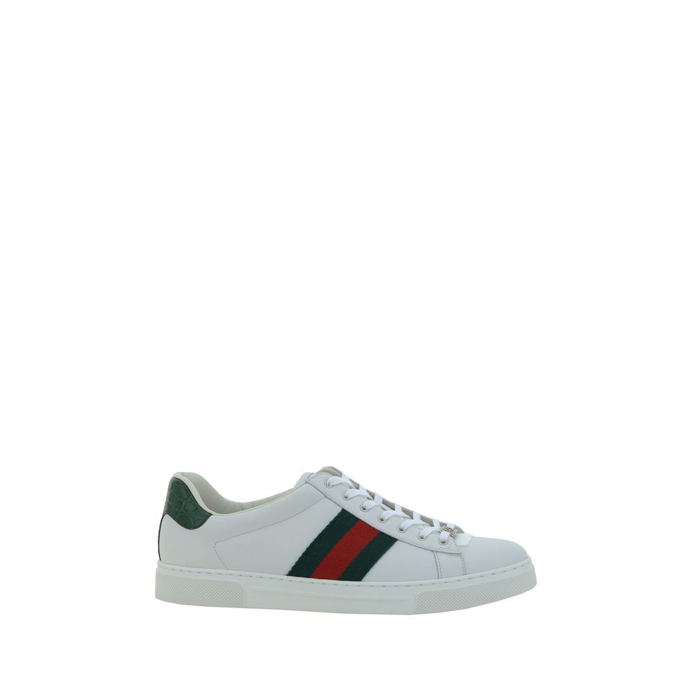 Gucci Leather Low Top Lace-Up Sneakers