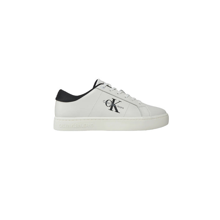 Calvin Klein Jeans Logo Leather Chunky Sole Low Top Lace-Up Sneakers - white