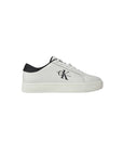 Calvin Klein Jeans Logo Leather Chunky Sole Low Top Lace-Up Sneakers - white